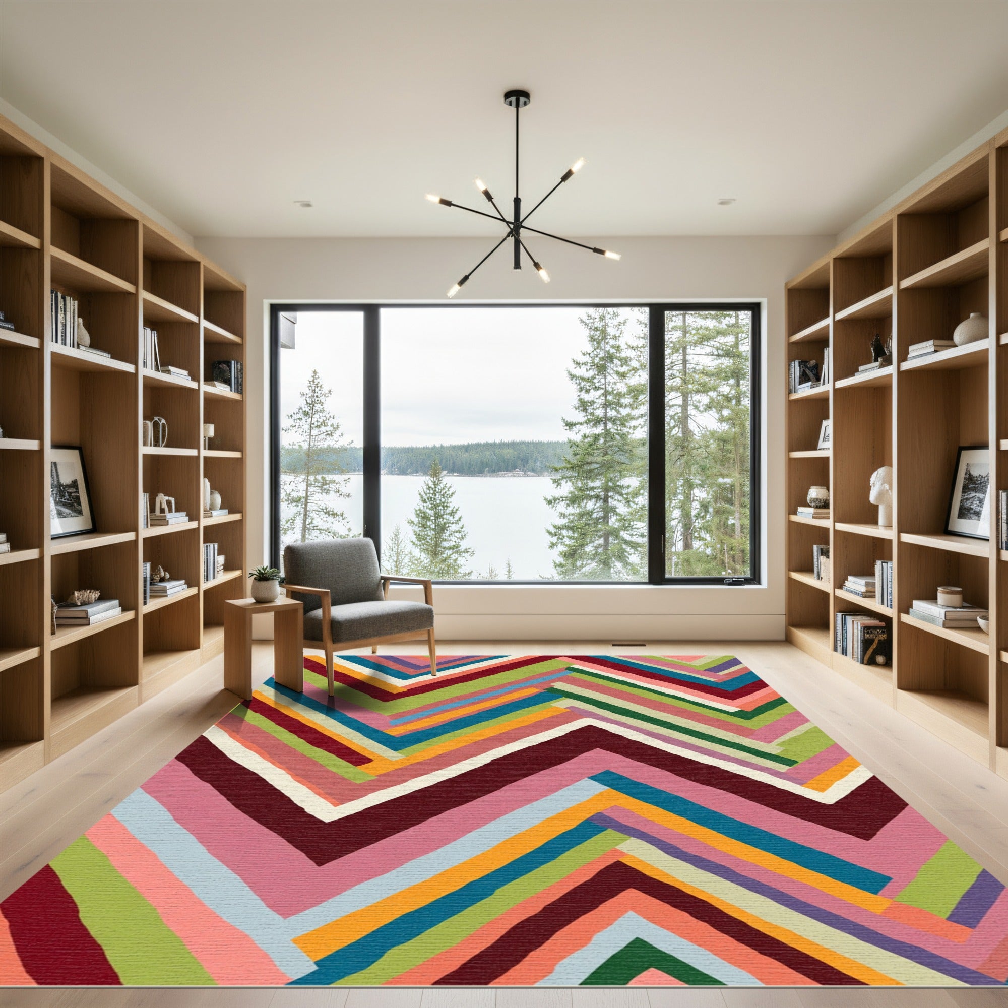 Colorful Chevron Stripe Alternating Rug