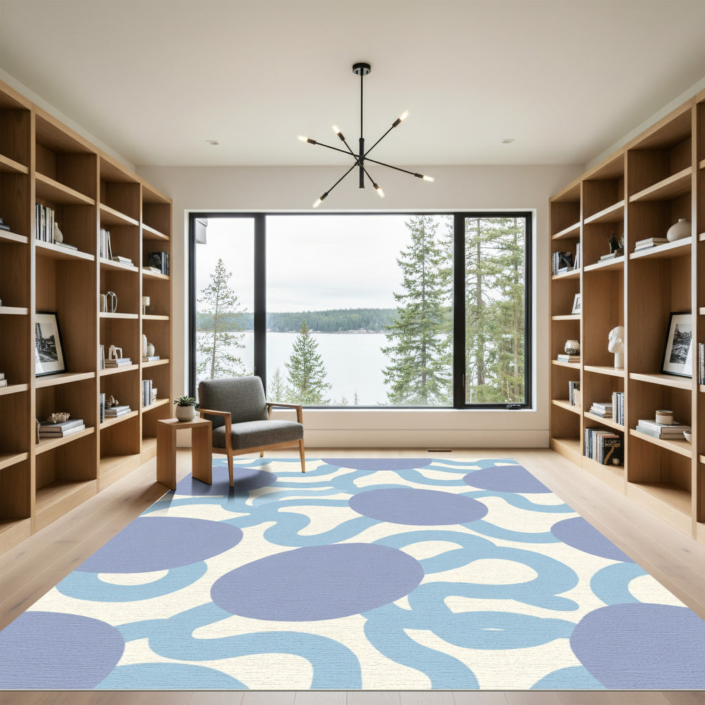 Pastel Blue Blob Abstract Curve Rug