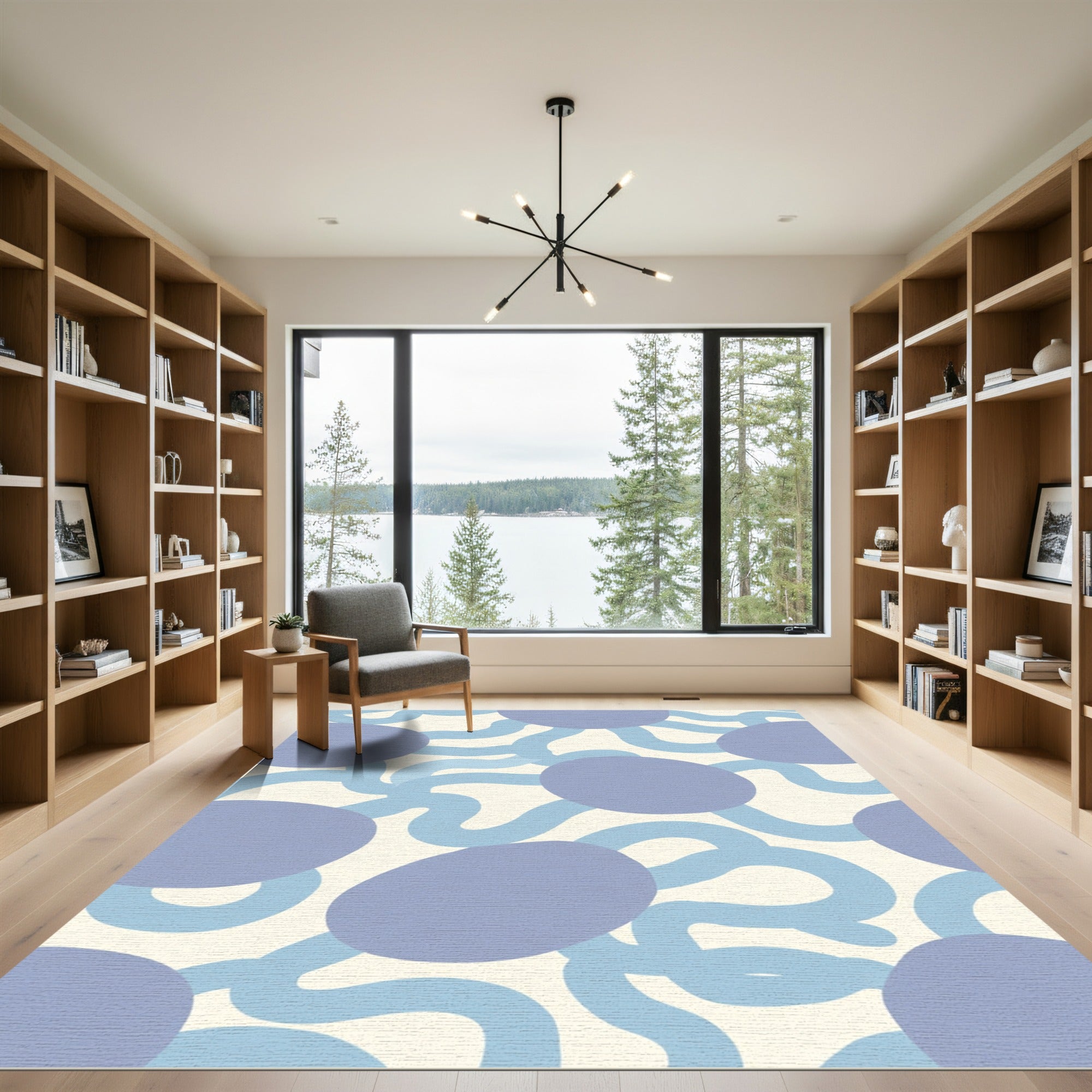 Pastel Blue Blob Abstract Curve Rug