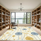 Golden Blue Dandelion Field Rug