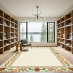 Earthy Autumn Floral Vine Border Rug