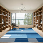 Cool Blue Geometric Lines Rectangles Rug