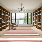 Crimson White Horizontal Lines Rug