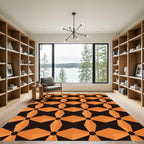 Orange Black Geometric Flower Rug