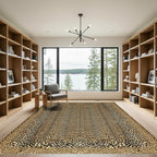 Leopard Print Bordered Animal Hide Rug