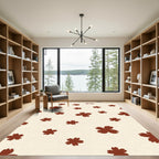 Brown Blossom Scattered Throughout Cream Rug