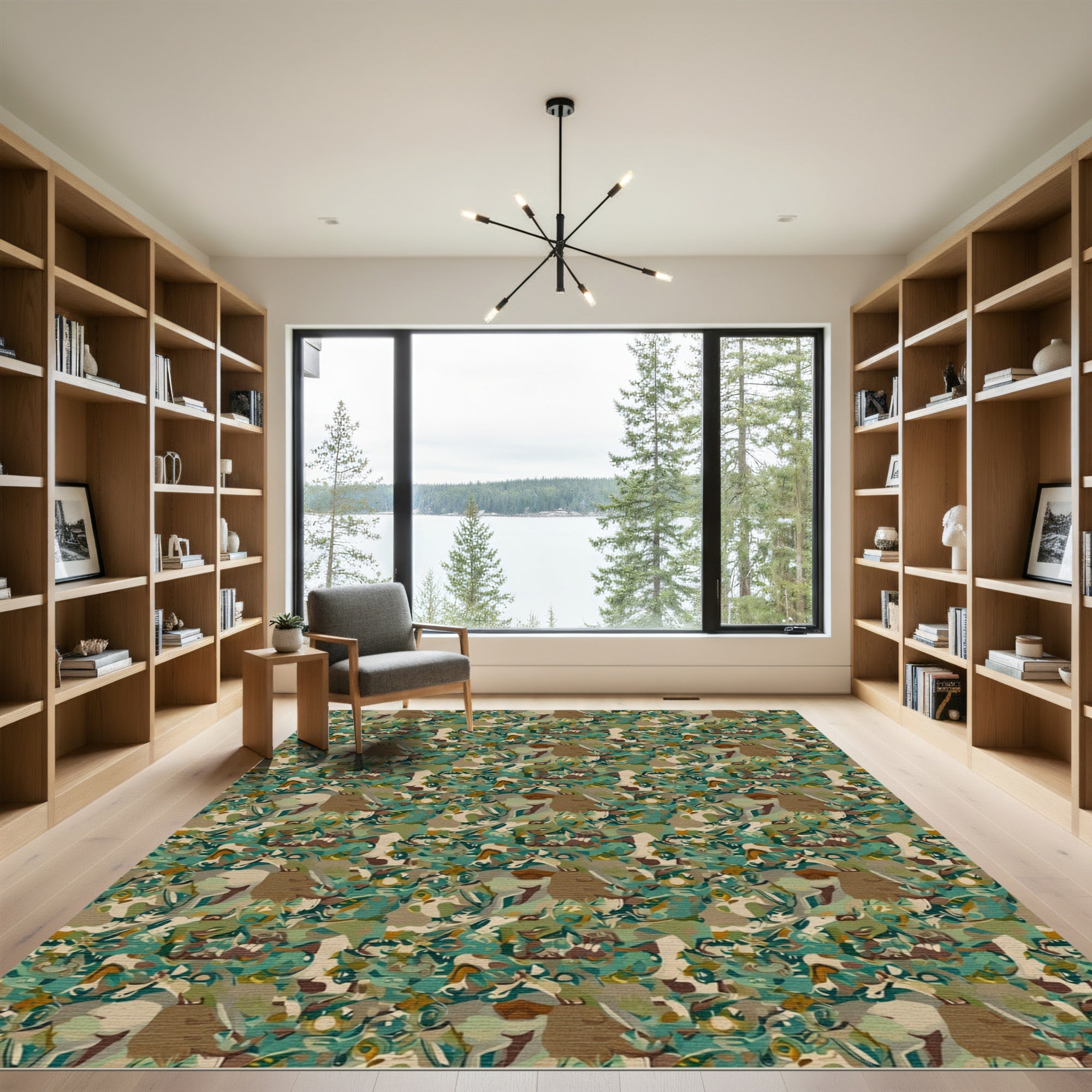 Earthy Abstract Blended Camouflage Rug