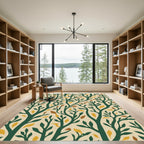 Emerald Branches With Ochre Leaves Rug
