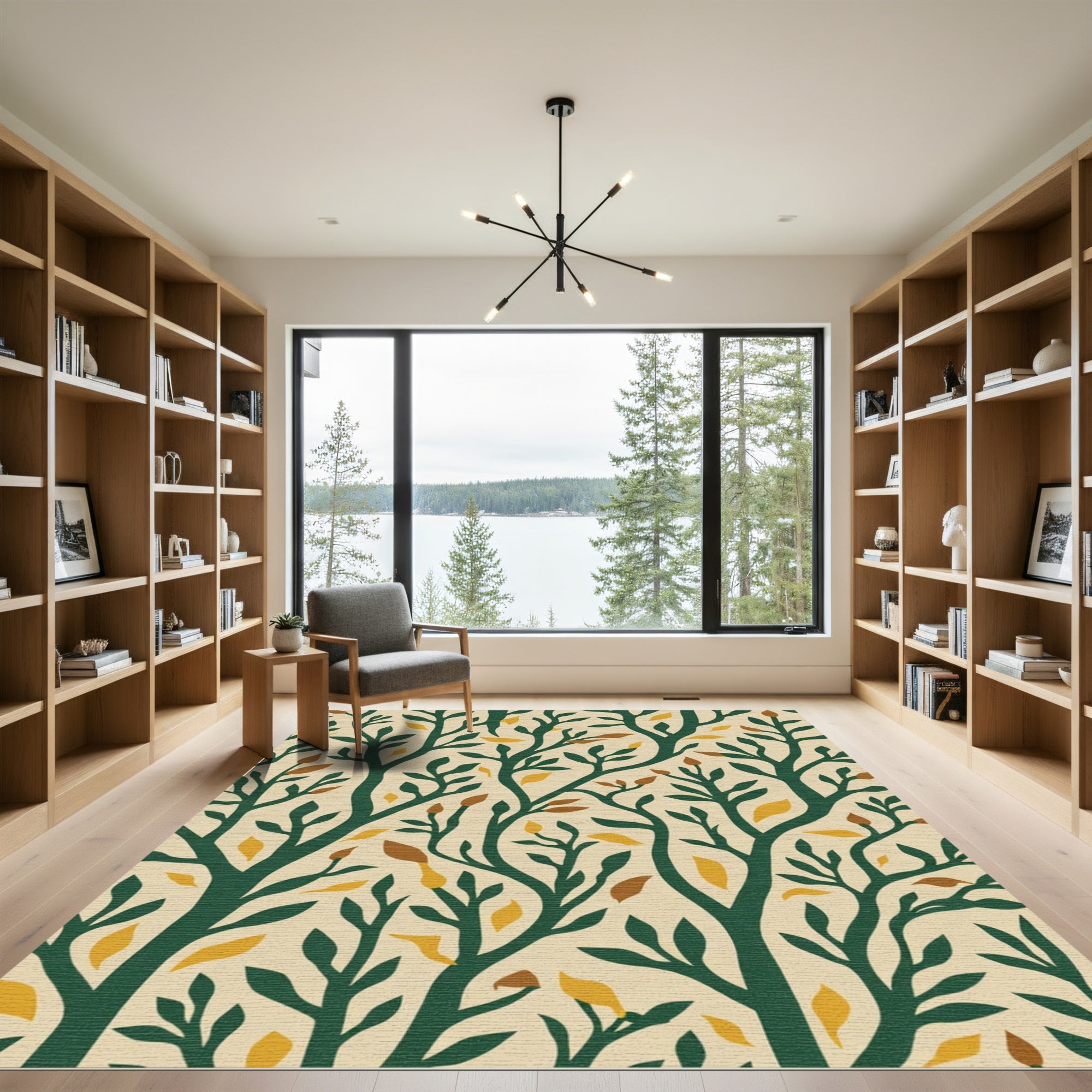Emerald Branches With Ochre Leaves Rug