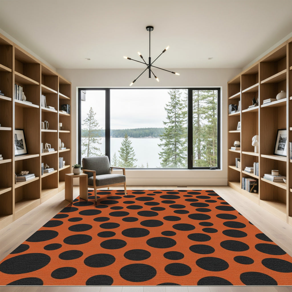 Orange Black Polka Dot Scatter Rug