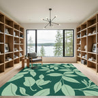 Teal Tropical Foliage Statement Rug