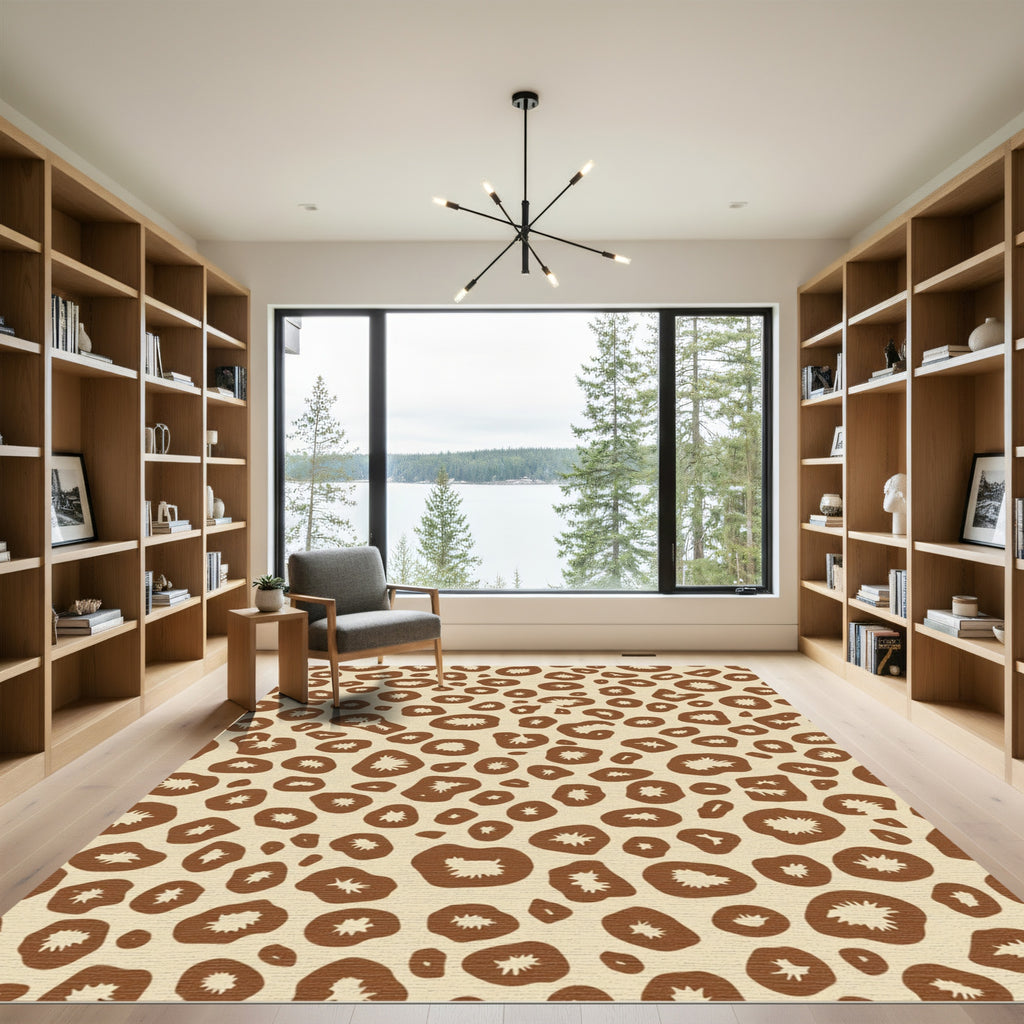 Brown Leopard Spots Abstract Rug