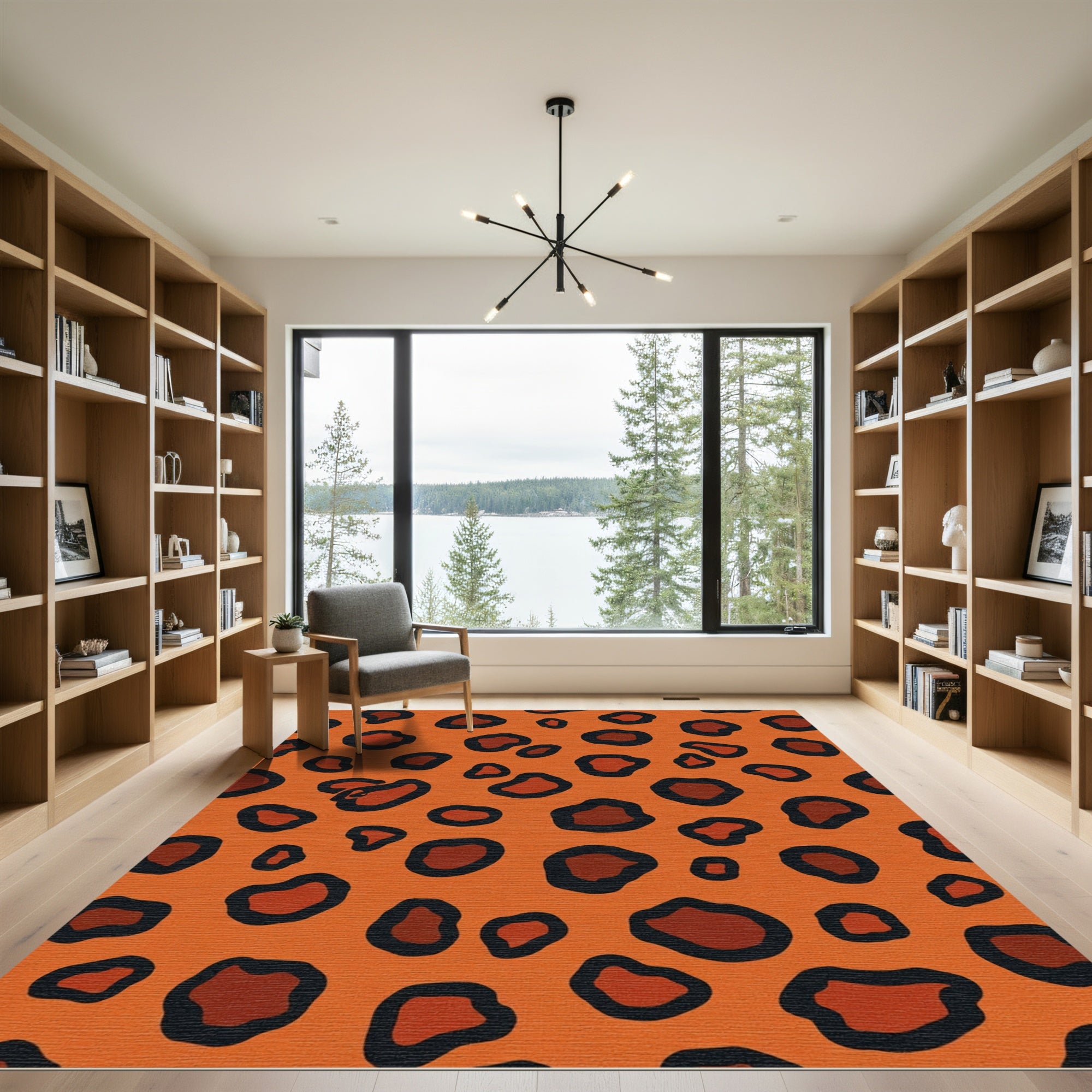 Orange Sable Spots Animal Print Rug