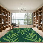 Dark Green Leafy Sprig Repeats Rug