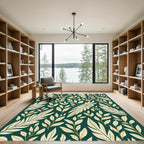 Emerald Green Botanical Leafy Vines Rug