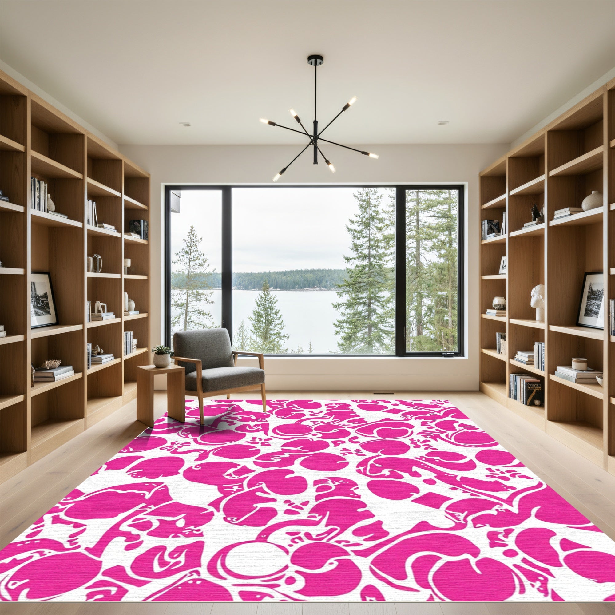 Vivid Pink Cherry Branches Abloom Rug