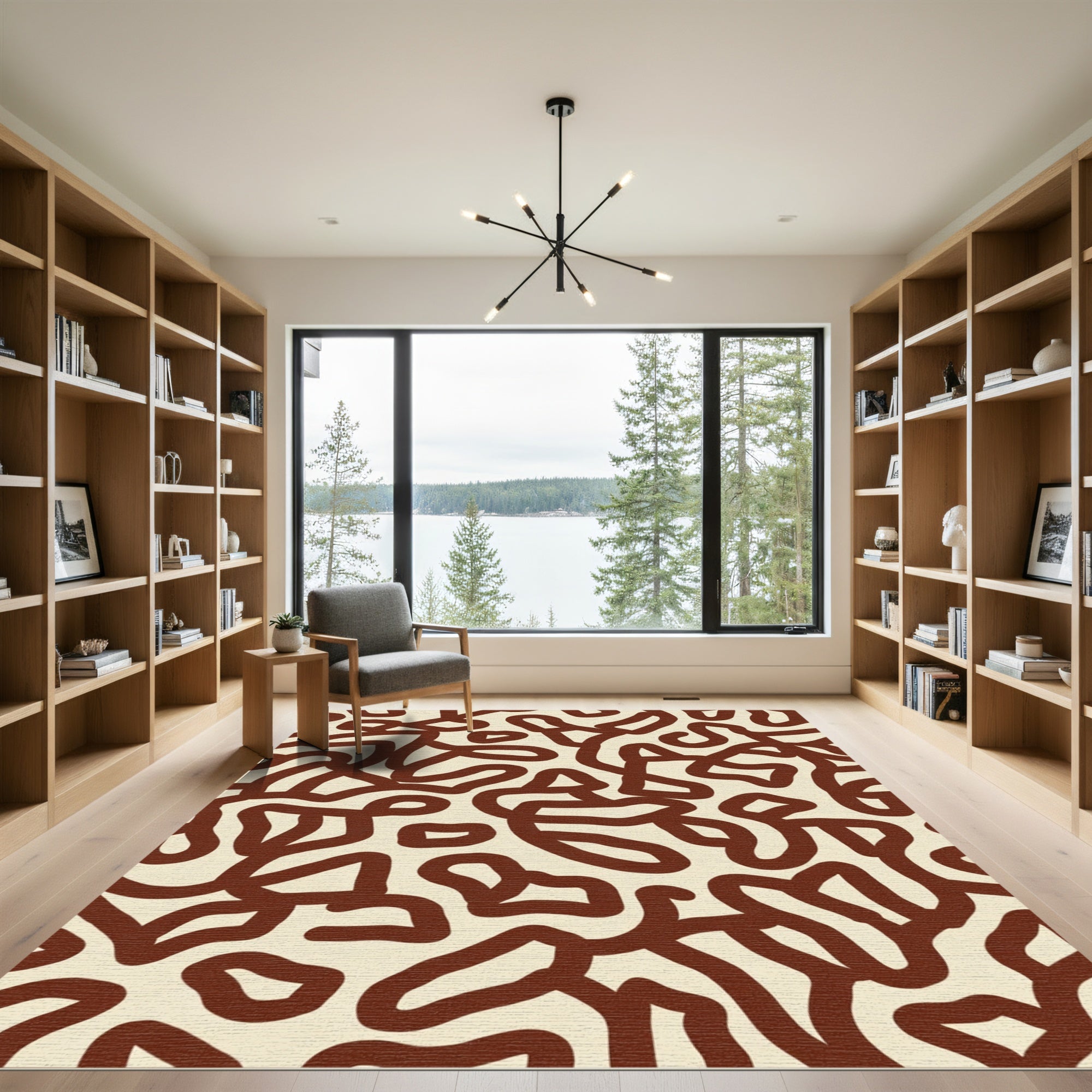 Brown Organic Line Art Rug