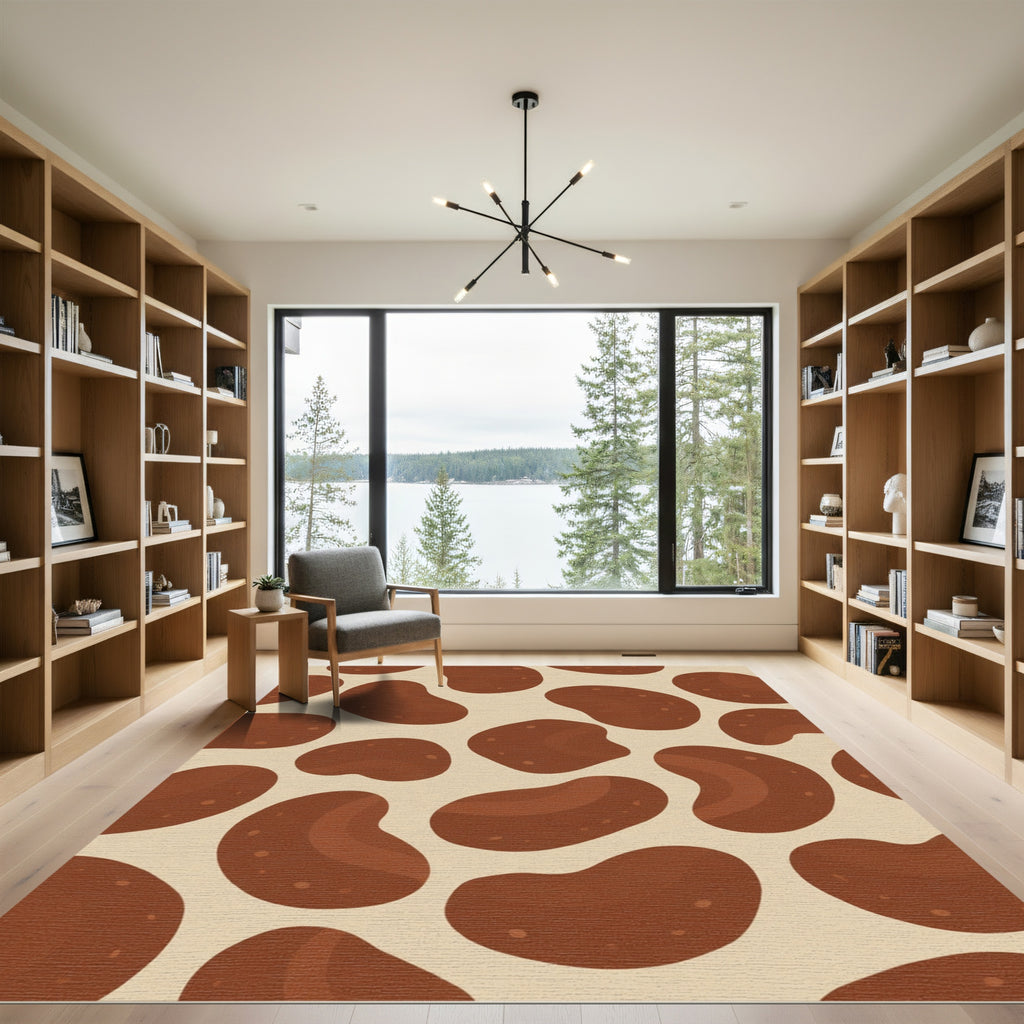 Brown Bean Scattered Organic Composition Rug
