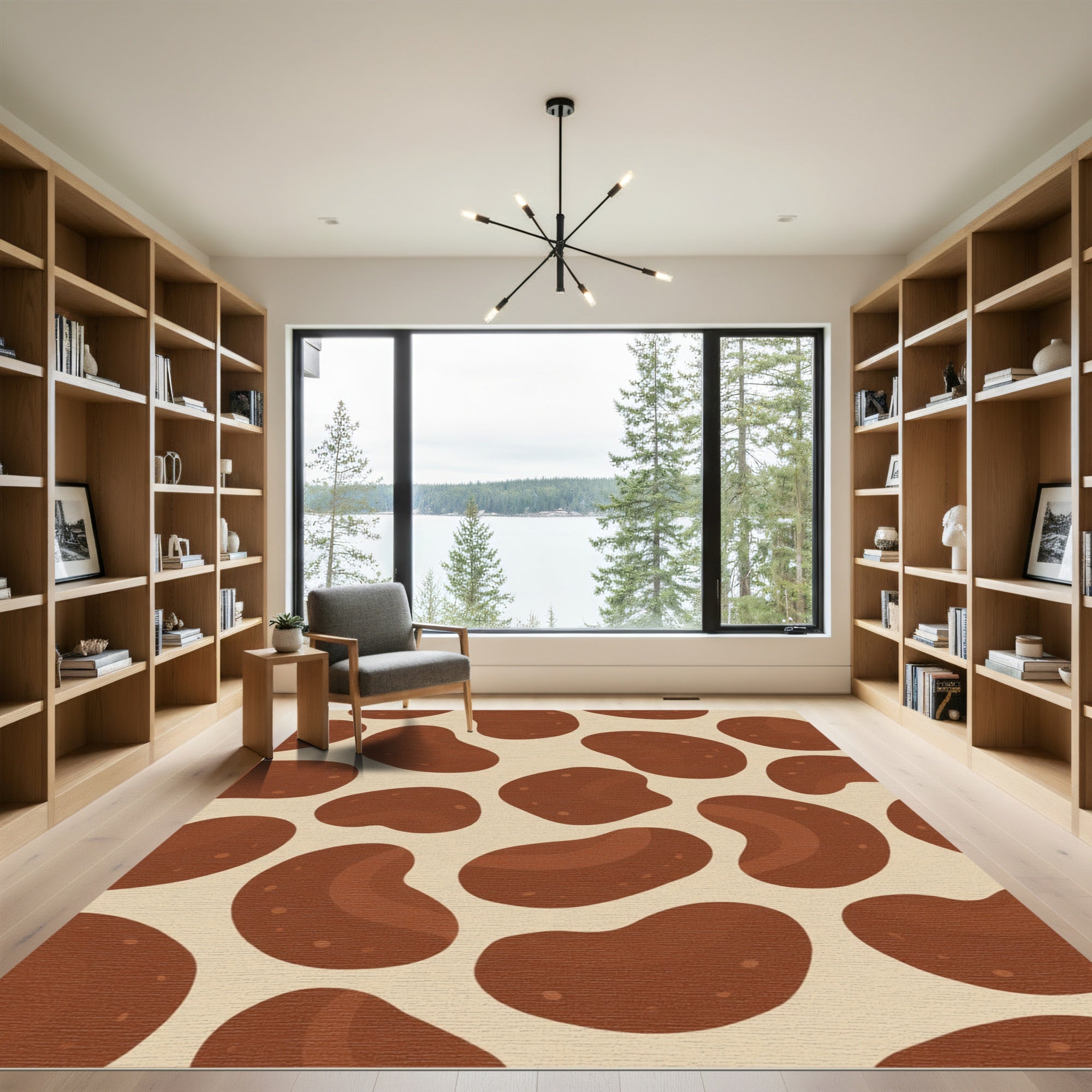 Brown Bean Scattered Organic Composition Rug