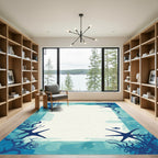 Deep Blue Underwater Starfish Coral Scene Rug