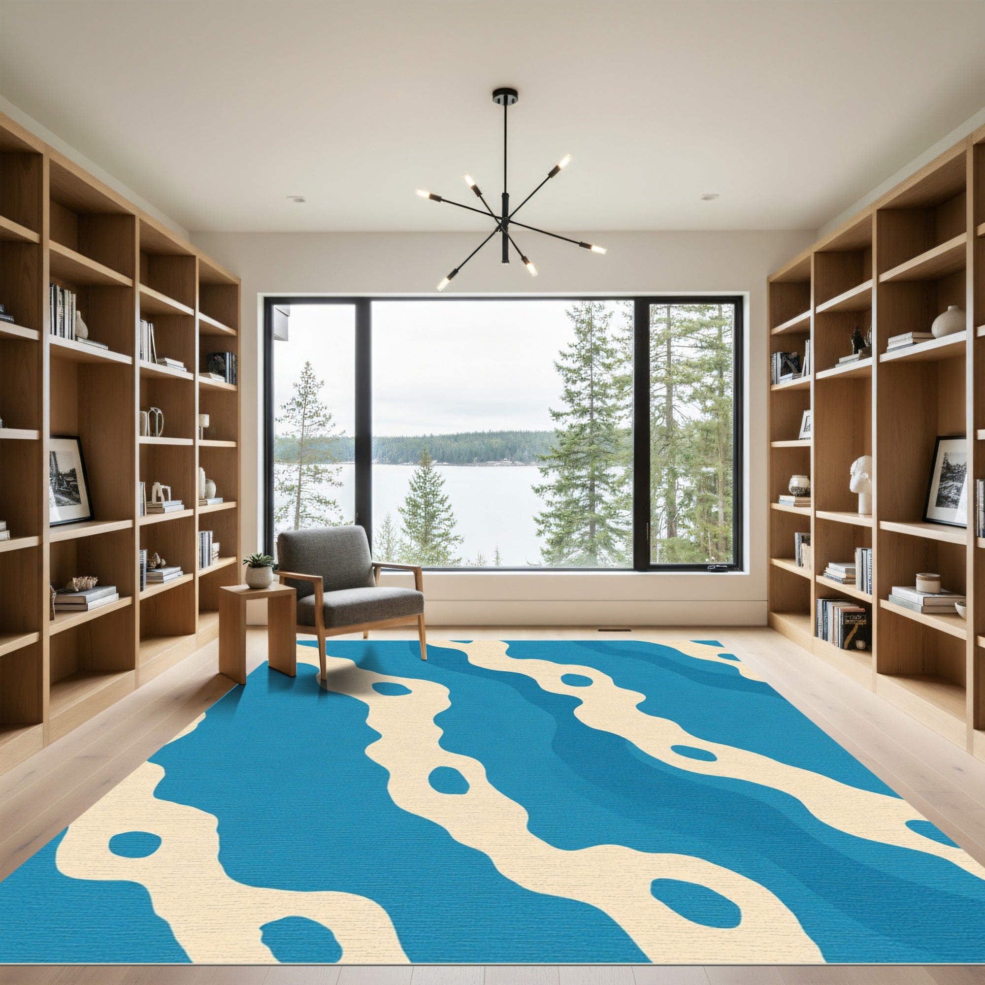 Oceanic Blue Wave Organic Rug