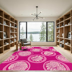 Pink Circles Abstract Botanical Ripples Rug