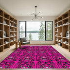 Vibrant Pink Tiger Face Collage Rug