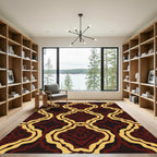 Deep Red Ochre Geometric Arabesque Rug