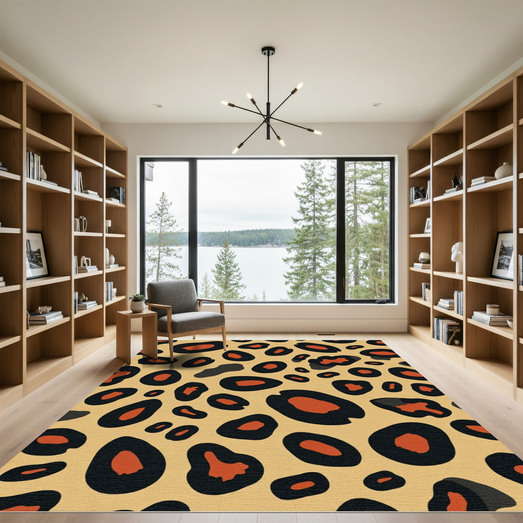 Bold Leopard Spots Terracotta Accents Rug
