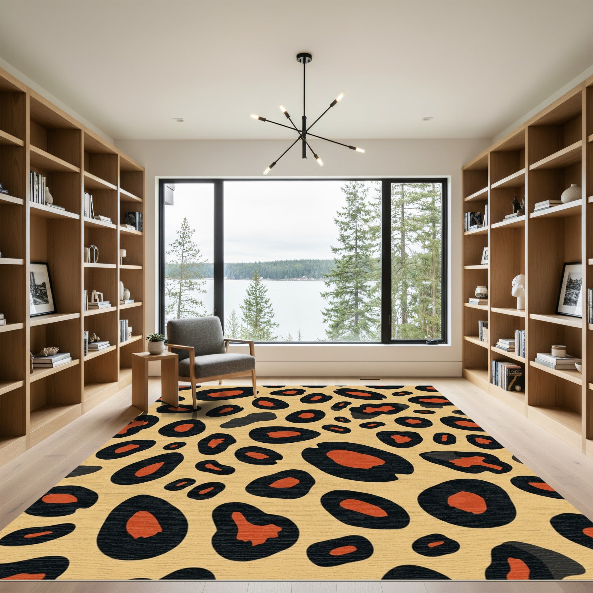 Bold Leopard Spots Terracotta Accents Rug