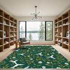 White Birds Golden Foliage Garden Rug