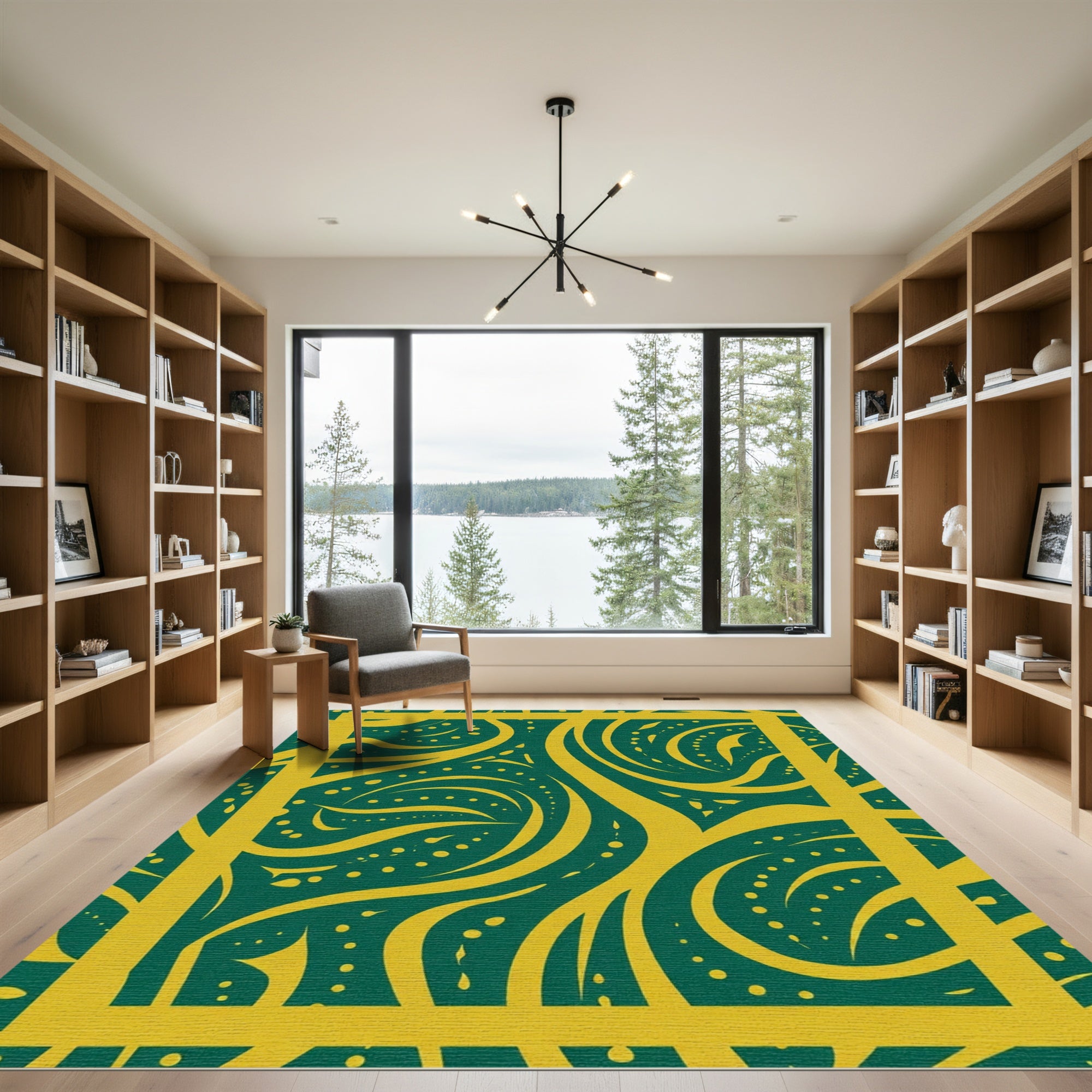 Emerald Gold Swirl Vine Rug