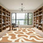 Earthy Cream Abstract Swirl Rug
