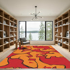 Bold Orange and Red Abstract Forms Rug