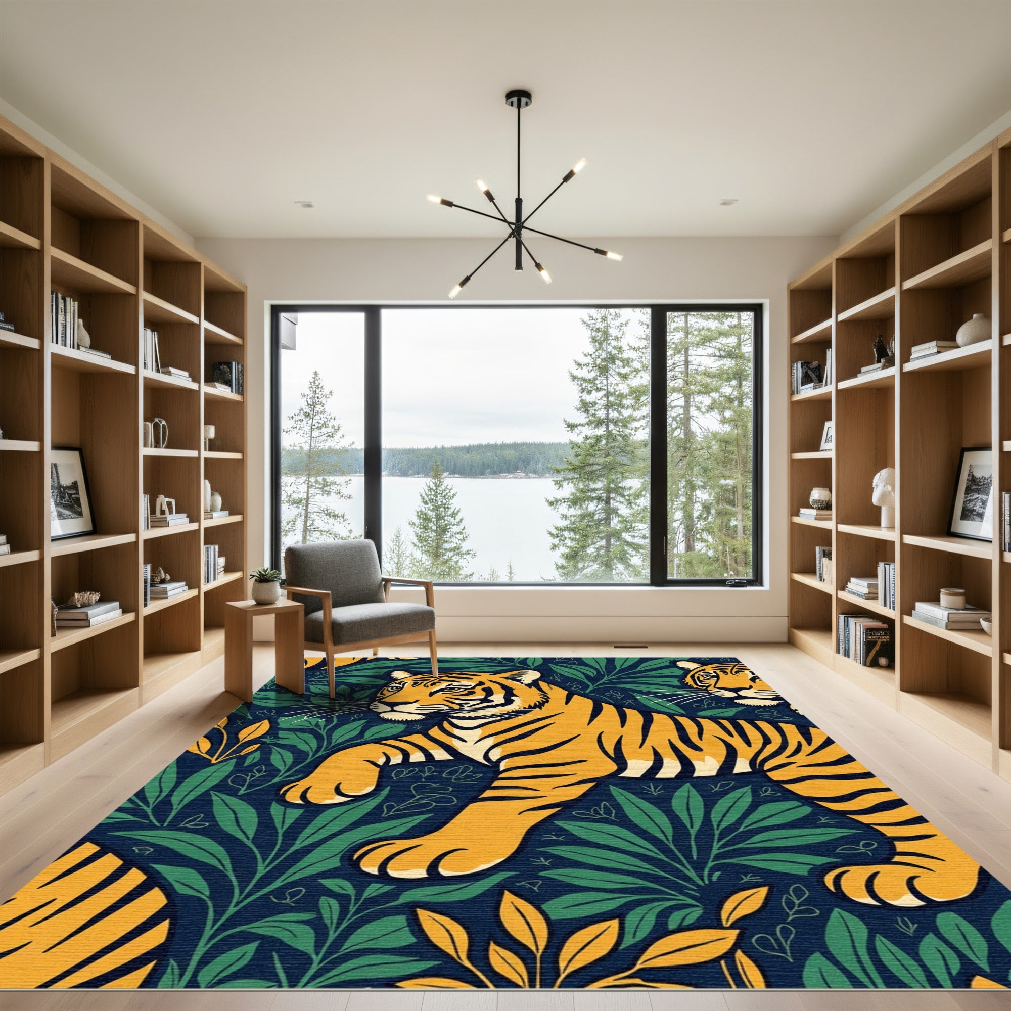 Bold Tiger Jungle Leaf Collection Rug