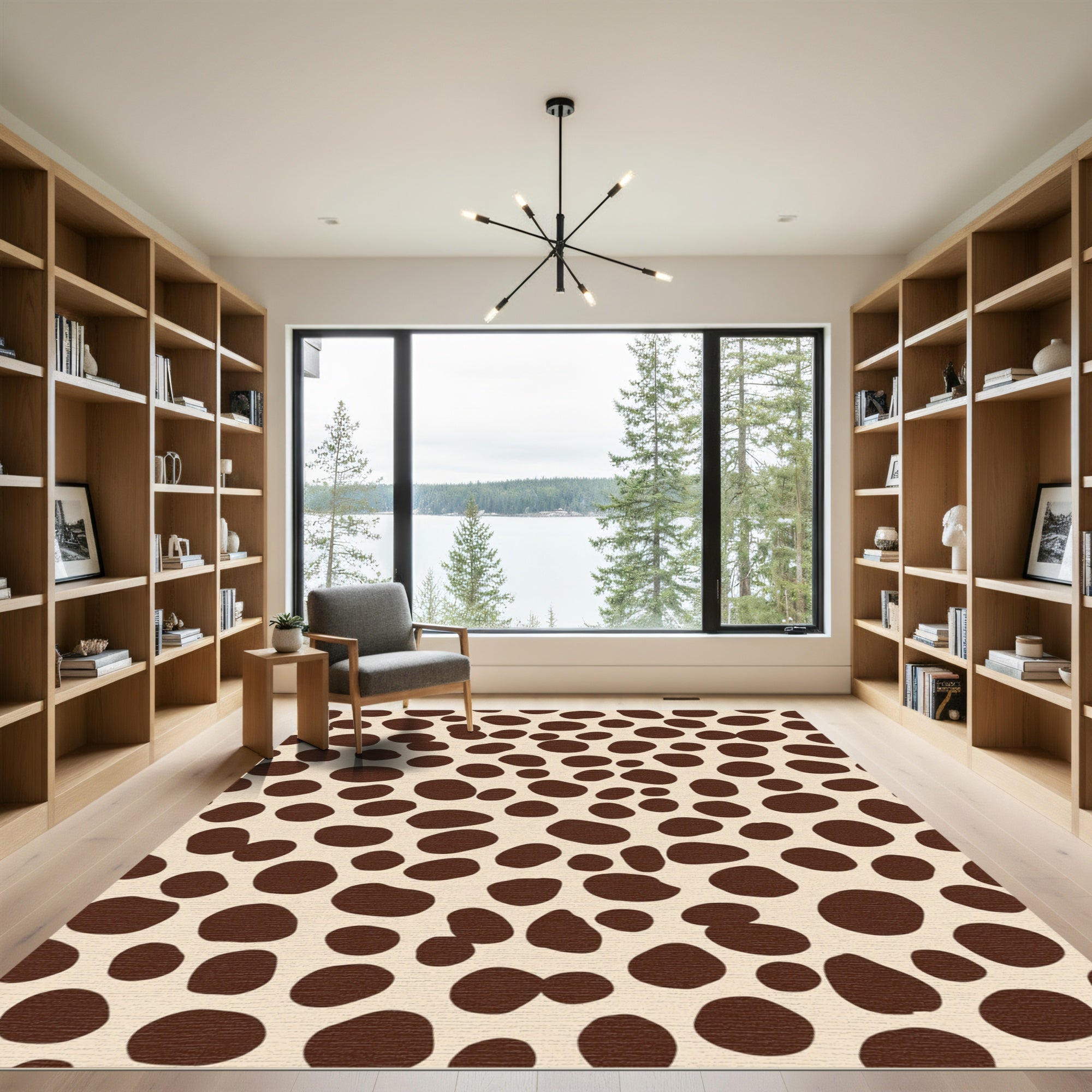 Brown Spots Scattered Cream Field Rug