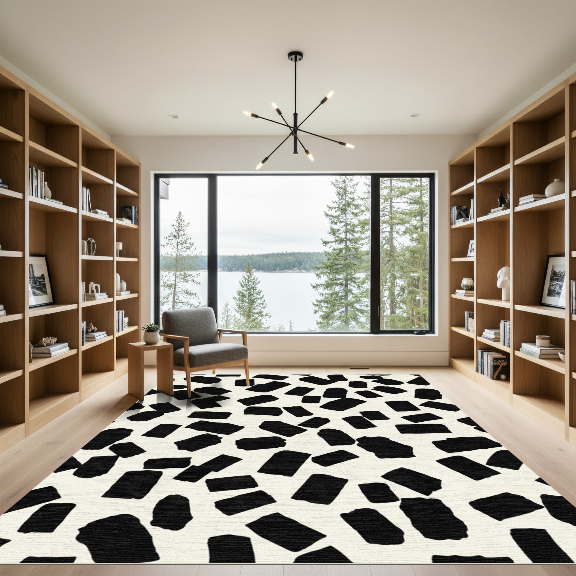 Black White Organic Scatter Rug