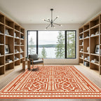 Terracotta Textured Geometric Maze Rug