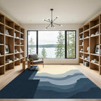 Layered Blue Mountain Landscape Rug