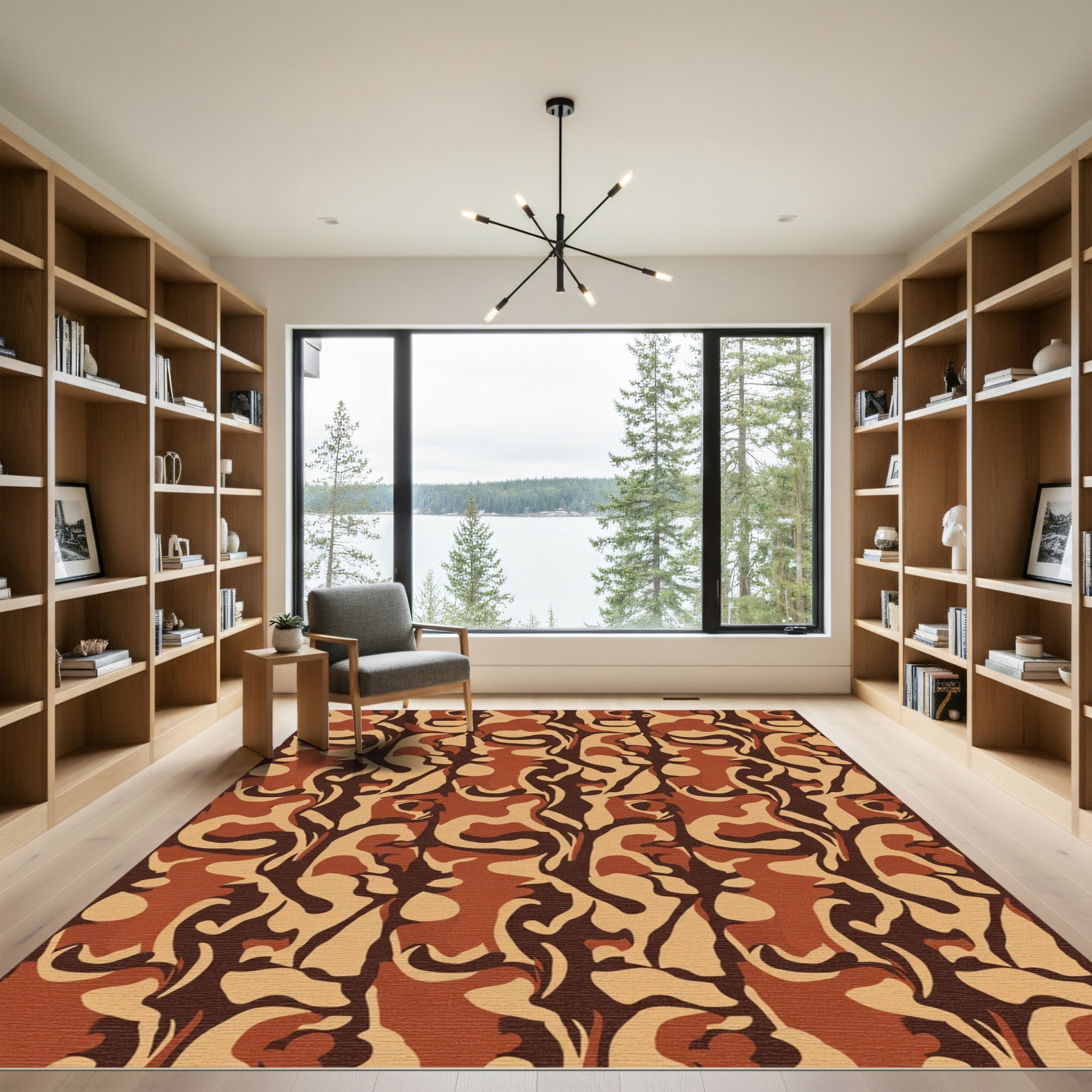 Earthy Camo Organic Fluid Shapes Rug