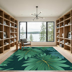Verdant Green Tropical Leaf Canopy Rug