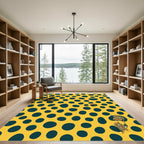 Yellow Teal Polka Dot Animal Print Rug