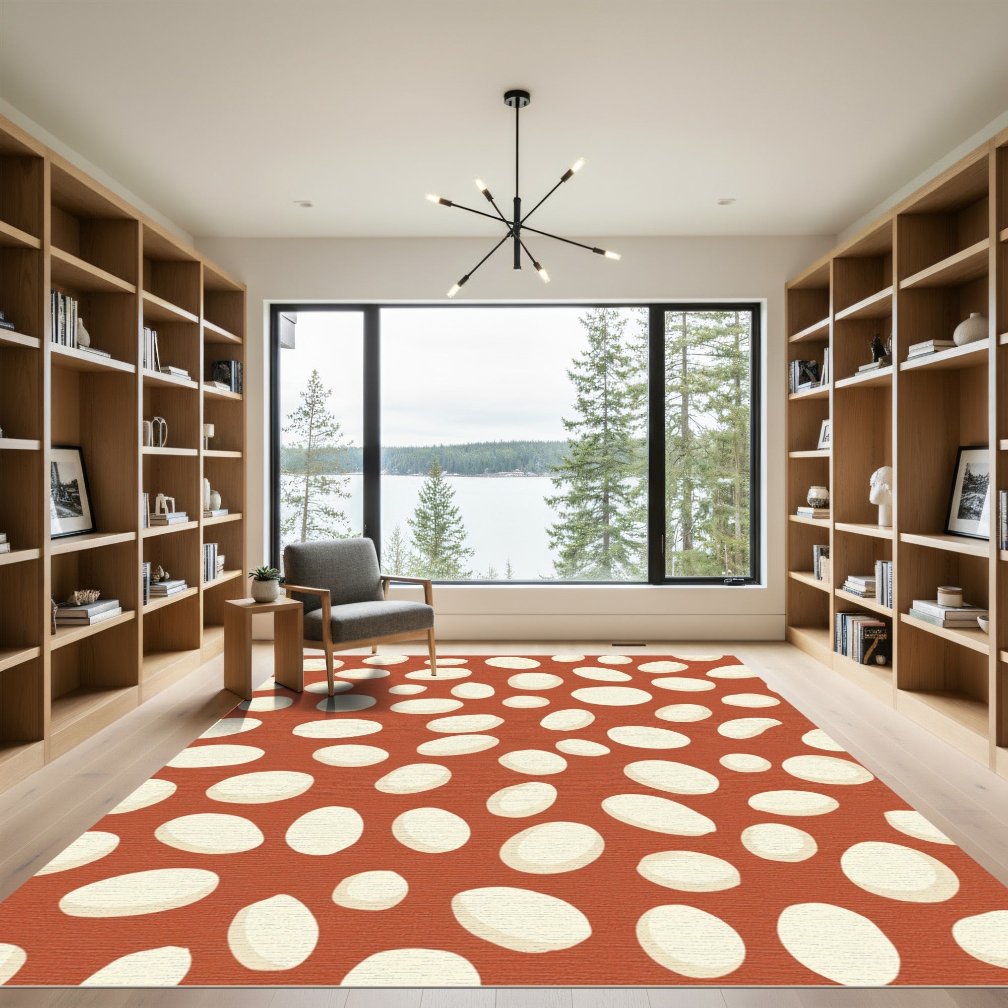 Terracotta Cream Pebble Scatter Rug