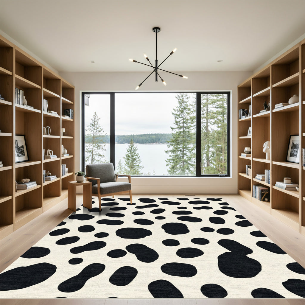 Black White Spotty Organic Texture Rug