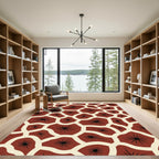 Red Brown Abstract Animal Print Rug