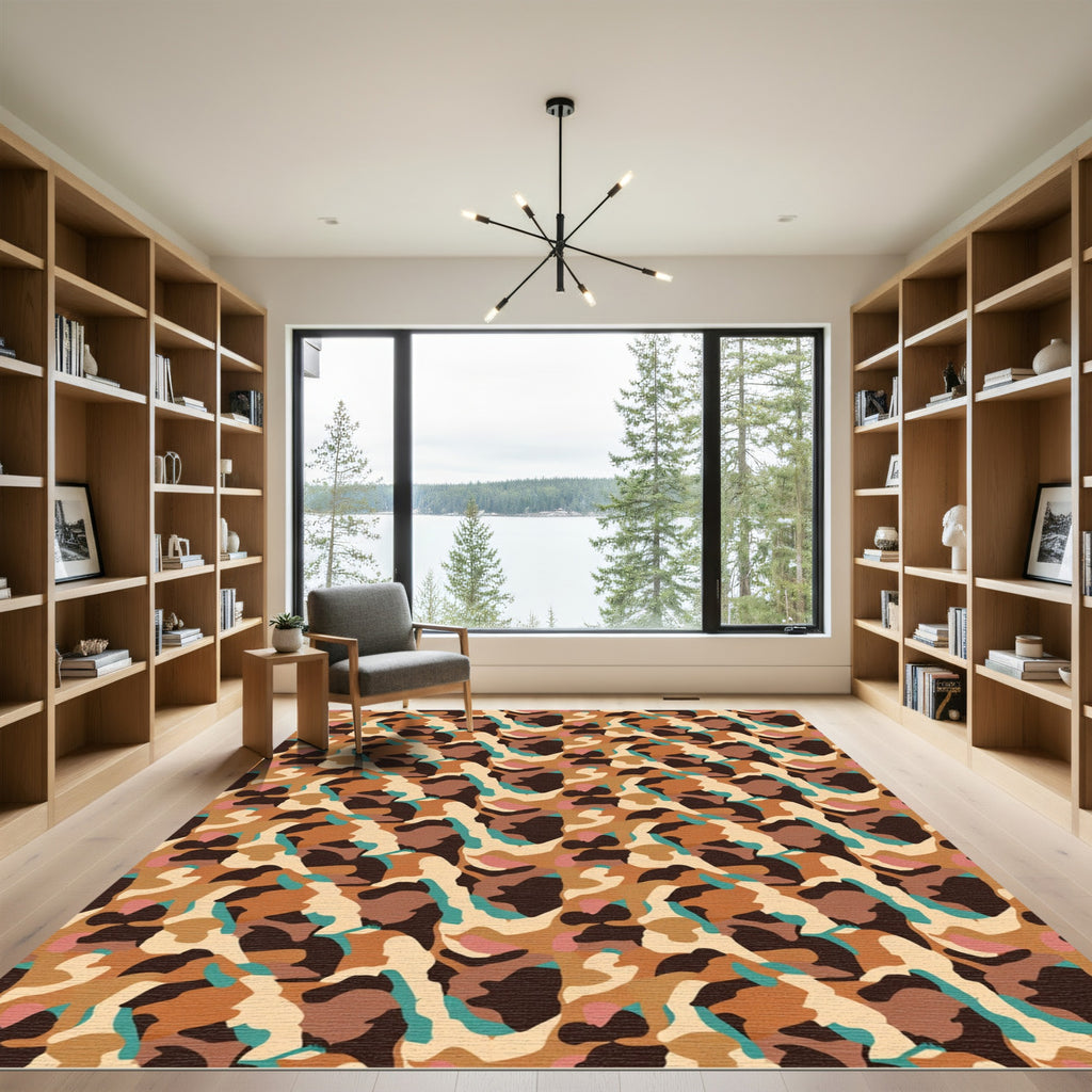 Earthy Abstract Leopard Spot Rug