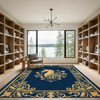 Golden Unicorn Floral Border Rug