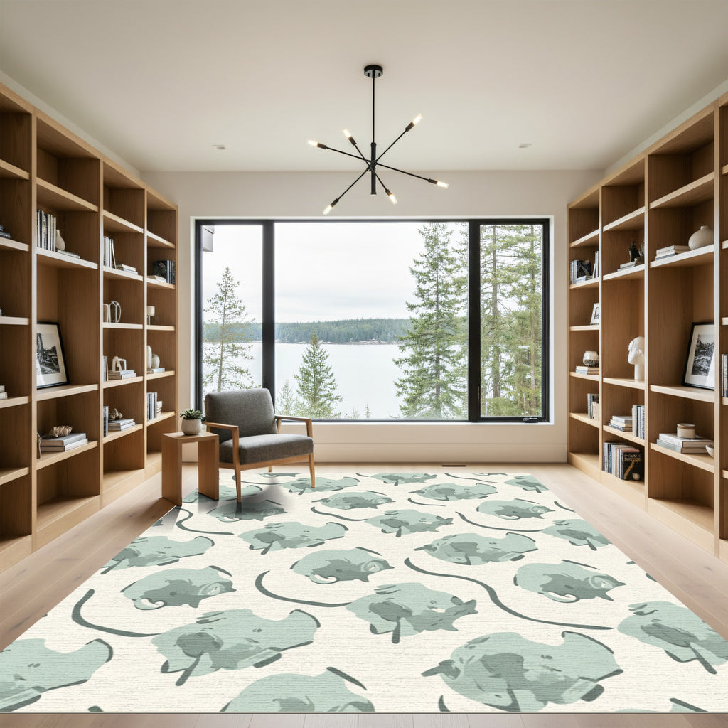 Sage Abstract Organic Splatter Flow Rug