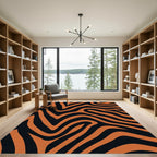 Bold Orange Black Abstract Stripes Rug