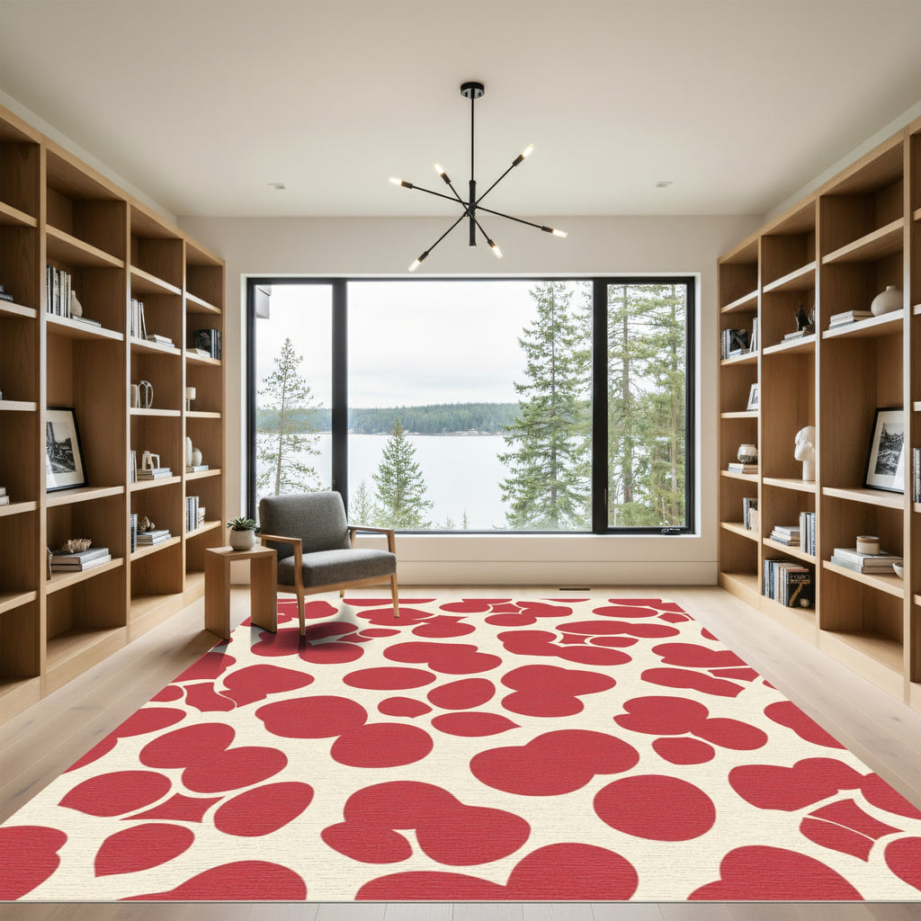 Crimson Pebble Cluster Pattern Rug